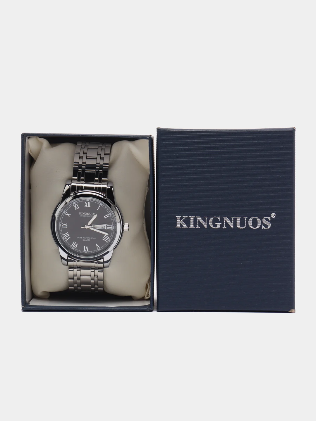 Хром мужские наручные часы KINGNUOS K-1758, с календарем, в подарочной упаковке