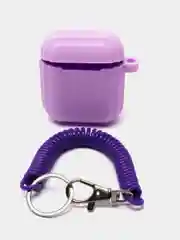 Лавандовый чехол для наушников AirPods 1, 2, AirPods Pro, с брелоком, c карабином, силиконовый