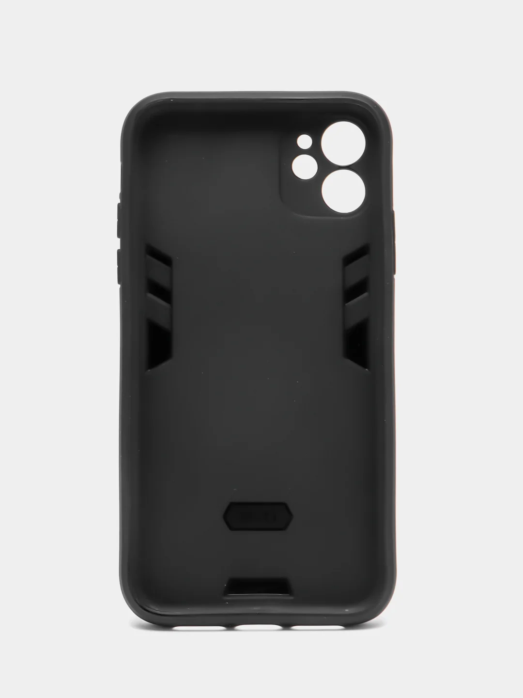 Угольный чехол Apple iPhone 11 (6.1), противоударный, с металлической подставкой кольцом