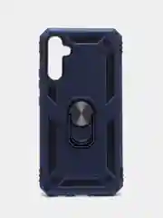 Темно-синий чехол для Samsung Galaxy A34, противоударный, с металлической подставкой-кольцом