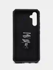 Темно-синий чехол для Samsung Galaxy A34, противоударный, с металлической подставкой-кольцом