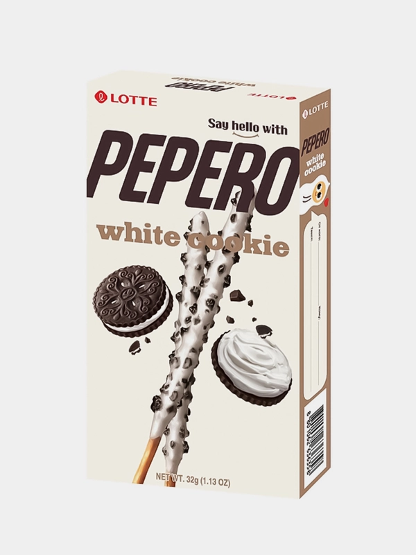 Соломка в молочном шоколаде с крошками печенья WHITE COOKIE PEPERO, 32гр
