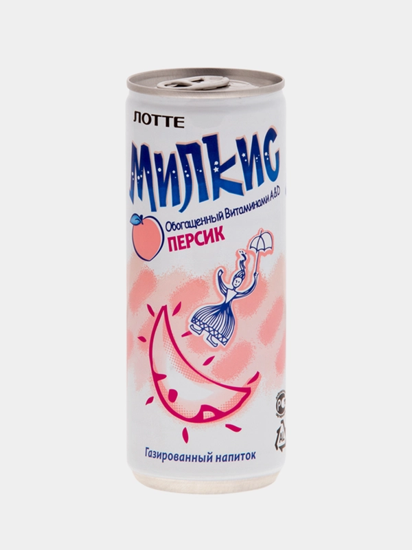 Напиток безалкогольный газированный Milkis со вкусом персика из Кореи,250мл