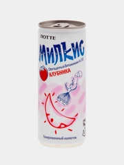 Напиток безалкогольный газированный Milkis со вкусом "Клубника" из Кореи, 250мл