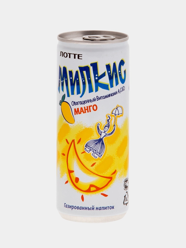 Напиток безалкогольный газированный Milkis со вкусом манго из Кореи, 250мл