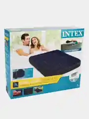 Синий надувной матрас Intex 152 х 203 х 25 см "Classic" с подушками и насосом