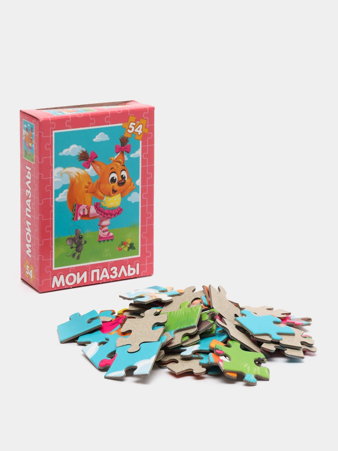 Кораллово-розовый пазл детский, 54 элемента