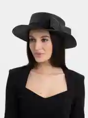 Черный соломенная женская шляпа, из натуральной соломы