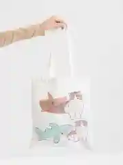 Бежевый шоппер сумка  "Котики"