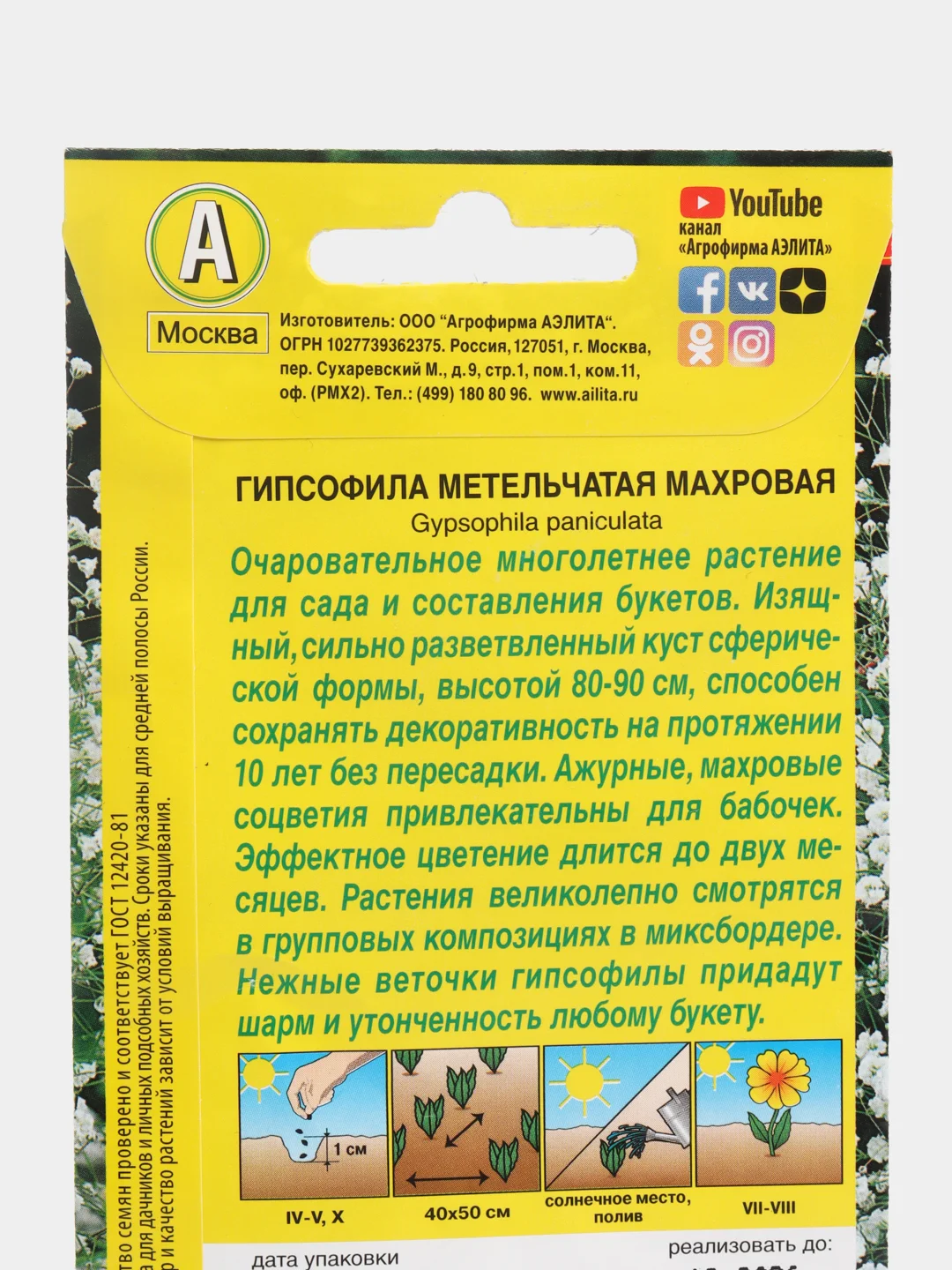Гипсофила "Махровая многолетняя", семена, цветы