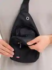 Черный сумка через плечо нагрудная мужская