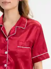 Алый пижама атласная женская с шортами
