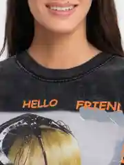 Черный футболка женская "HAPPY EVERYDAY" оверсайз