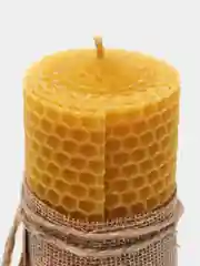 Медовая свеча из вощины подарочная, 13*4,5 см, катаная свеча, восковая свеча