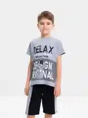 Серый комплект, костюм для мальчика: футболка, шорты. Bonito kids