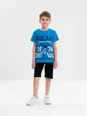 Синий комплект, костюм для мальчика: футболка, шорты. Bonito kids