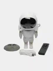 Белый большой лазерный ночник-проектор звездного неба и северного сияния, в форме космонавта