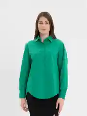 Зеленый рубашка женская, оверсайз, хлопок