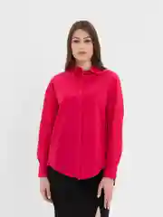 Фуксия рубашка женская, оверсайз, хлопок
