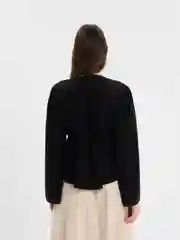 Черный нарядный топ с длинными рукавами