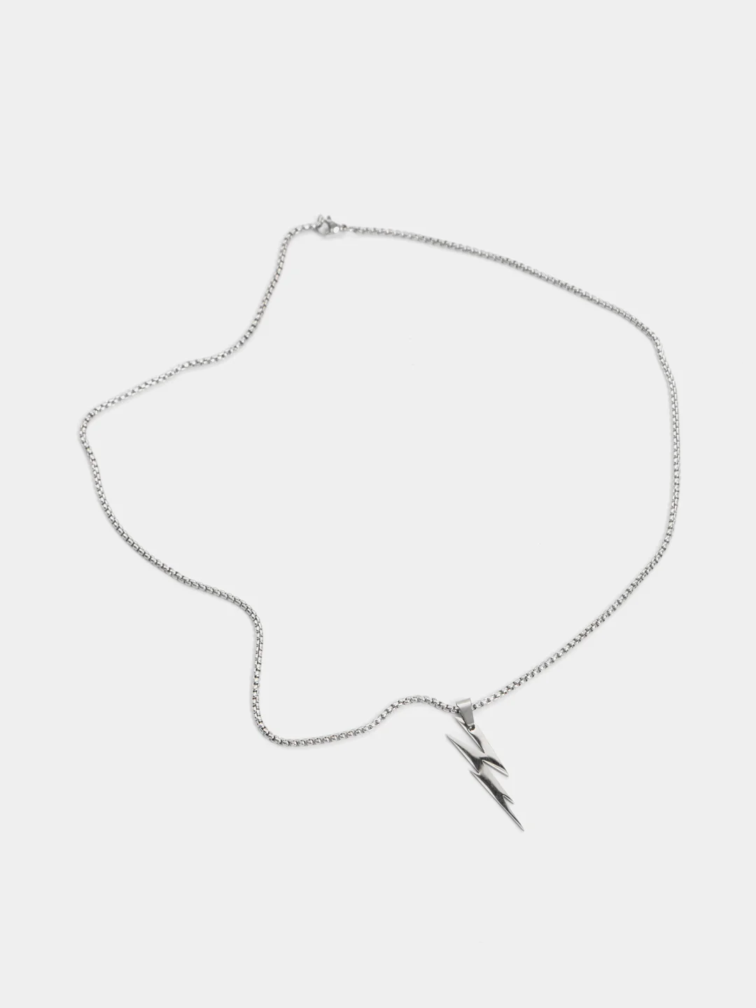Серебряный цепочка мужская, женская, из нержавеющей стали, с подвеской "Молния"