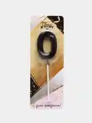 Черный свеча в торт "6 разных цветов", цифра: 0, 1, 2, 3, 4, 5, 6, 7, 8, 9, 5х12 см