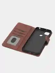 Коричневый чехол-книжка для Xiaomi Redmi 9C (Редми 9С), кожаный PU