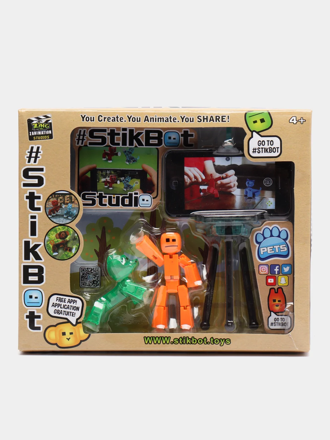 Оранжевый большой игровой набор фигурок Stikbot (Стикбот), со штативом / Игровой набор Stikbot