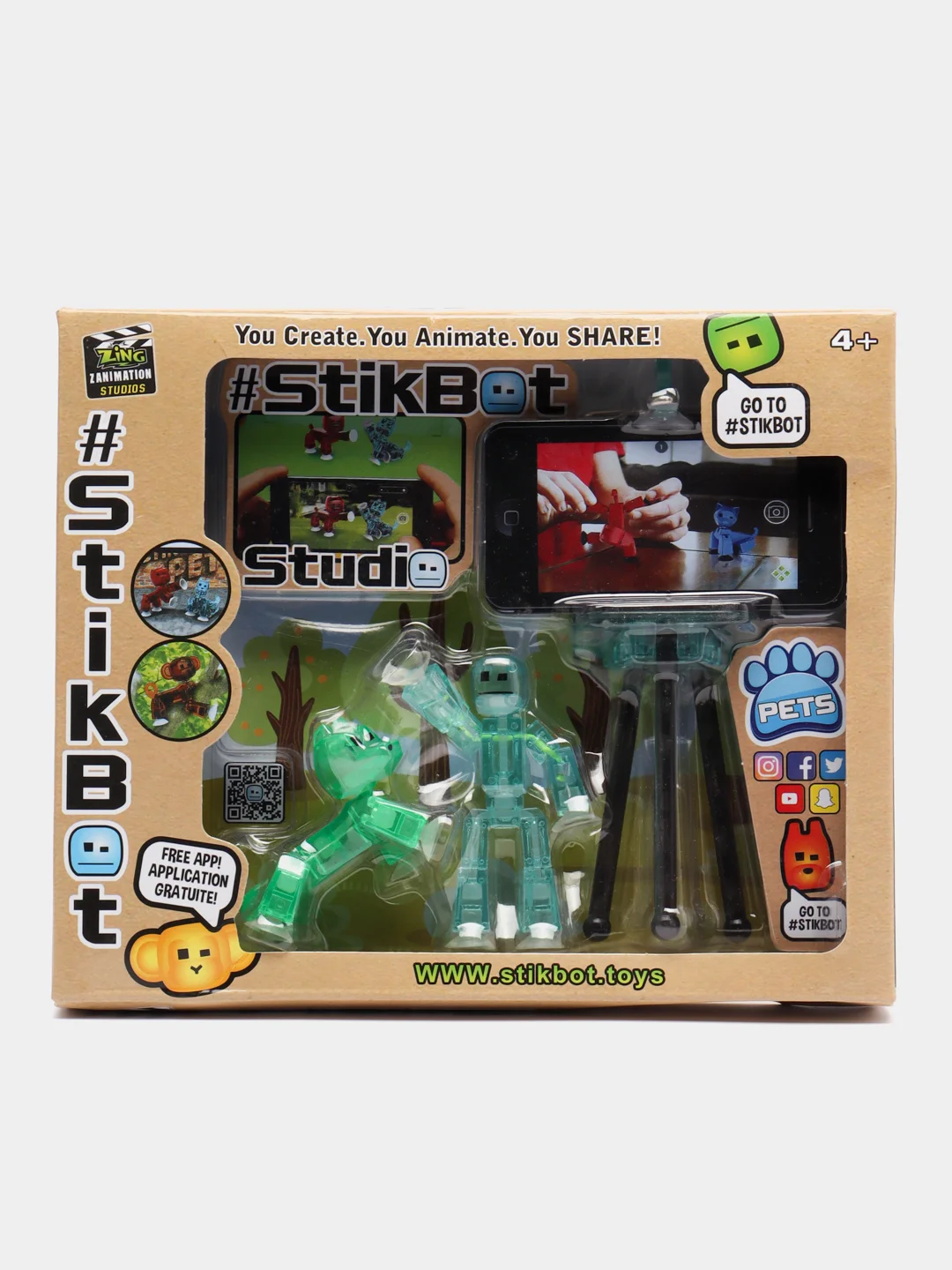 Голубой большой игровой набор фигурок Stikbot (Стикбот), со штативом / Игровой набор Stikbot