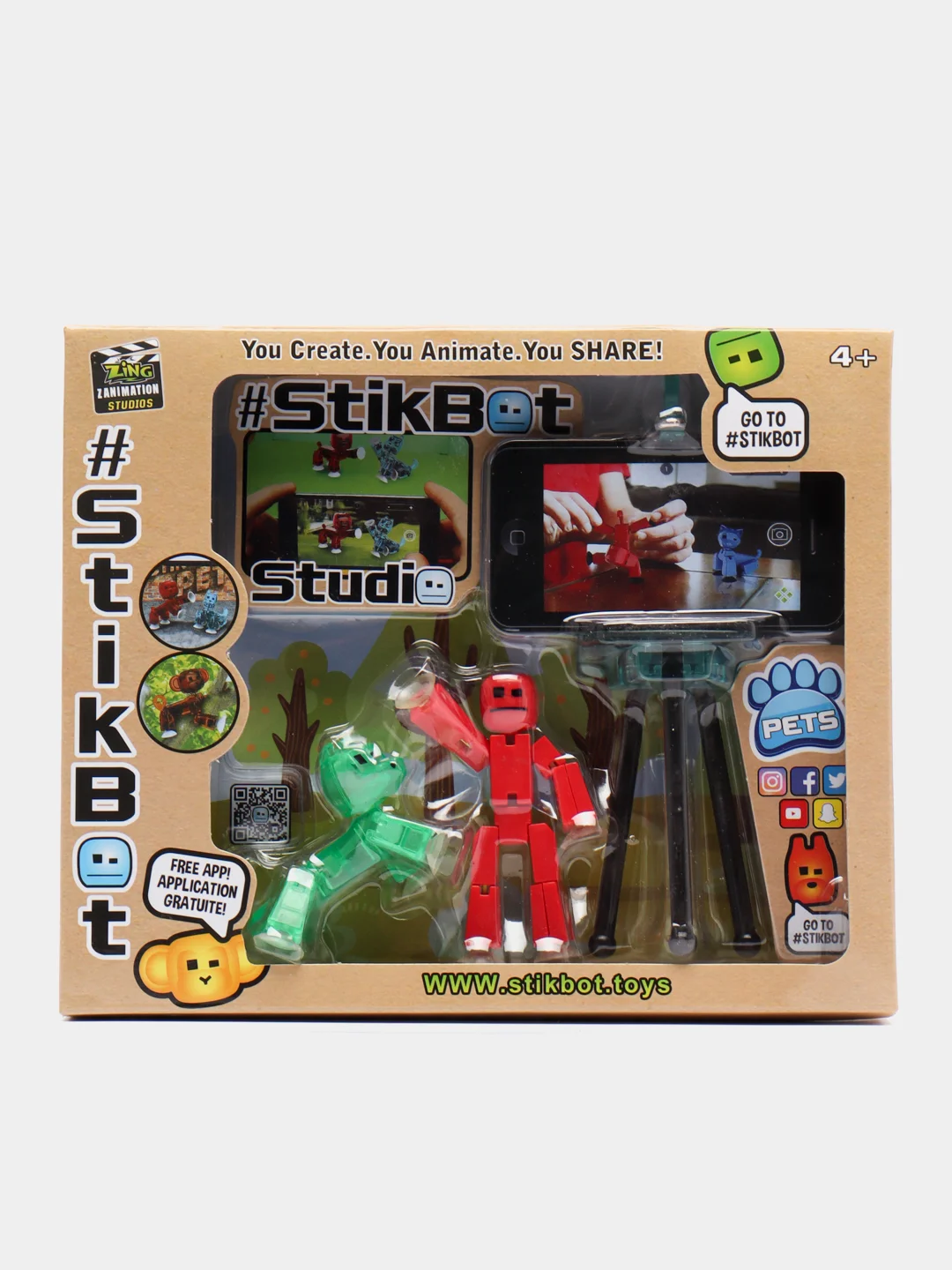 Багровый большой игровой набор фигурок Stikbot (Стикбот), со штативом / Игровой набор Stikbot