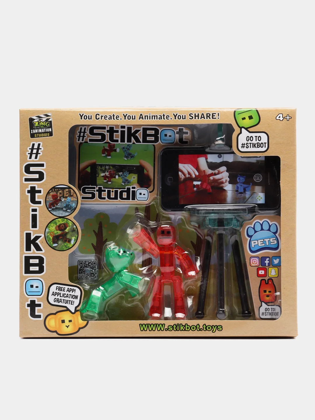 Алый большой игровой набор фигурок Stikbot (Стикбот), со штативом / Игровой набор Stikbot