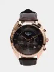 Черный мужские наручные часы Lige 9806, с хронографом, в подарочной упаковке