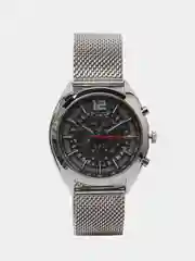 Серебряный мужские наручные часы Lige 9857 с хронографом, в подарочной упаковке