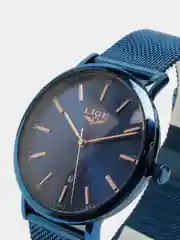 Темно-синий мужские наручные часы Lige 9908 с календарём, в подарочной упаковке