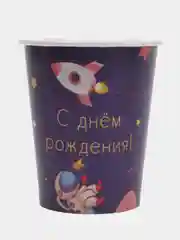 Набор бумажной посуды "Космос", 6 тарелок, 6 стаканов, 6 колпаков, гирлянда