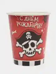 Набор бумажной посуды, с масками "Пират": 6 тарелок, 6 стаканов, 6 масок