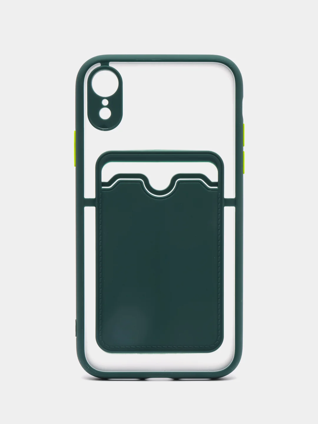 Тёмно-бирюзовый чехол на iPhone XR, X, XS, 11, 12, 12Pro, 13, 13 Pro, с карманом для карт