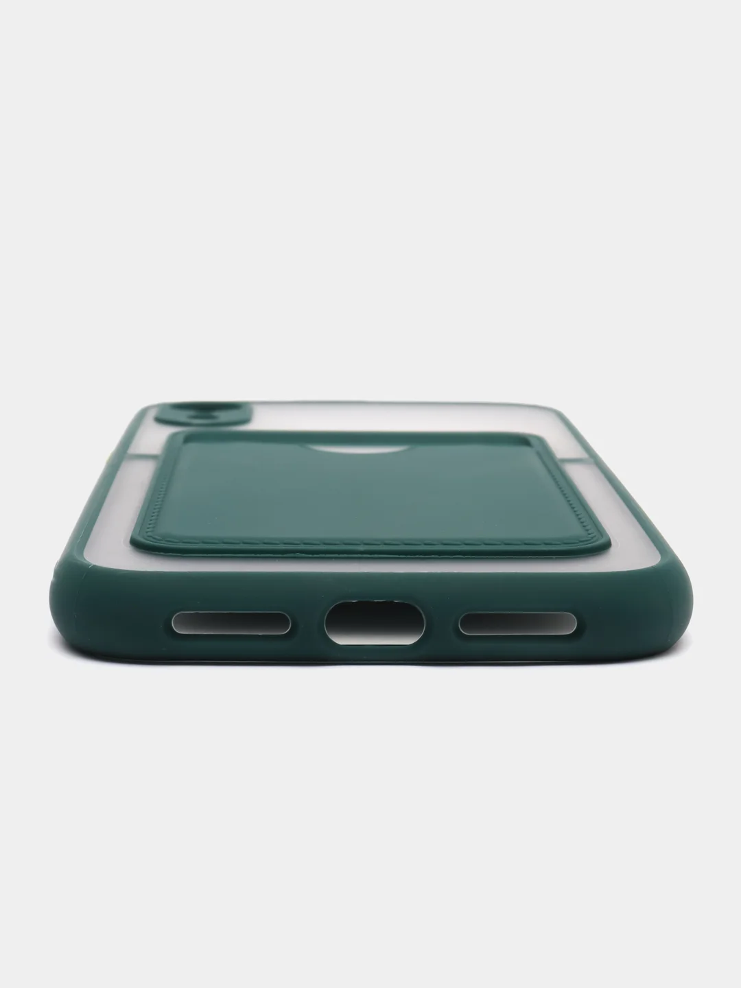 Тёмно-бирюзовый чехол на iPhone XR, X, XS, 11, 12, 12Pro, 13, 13 Pro, с карманом для карт
