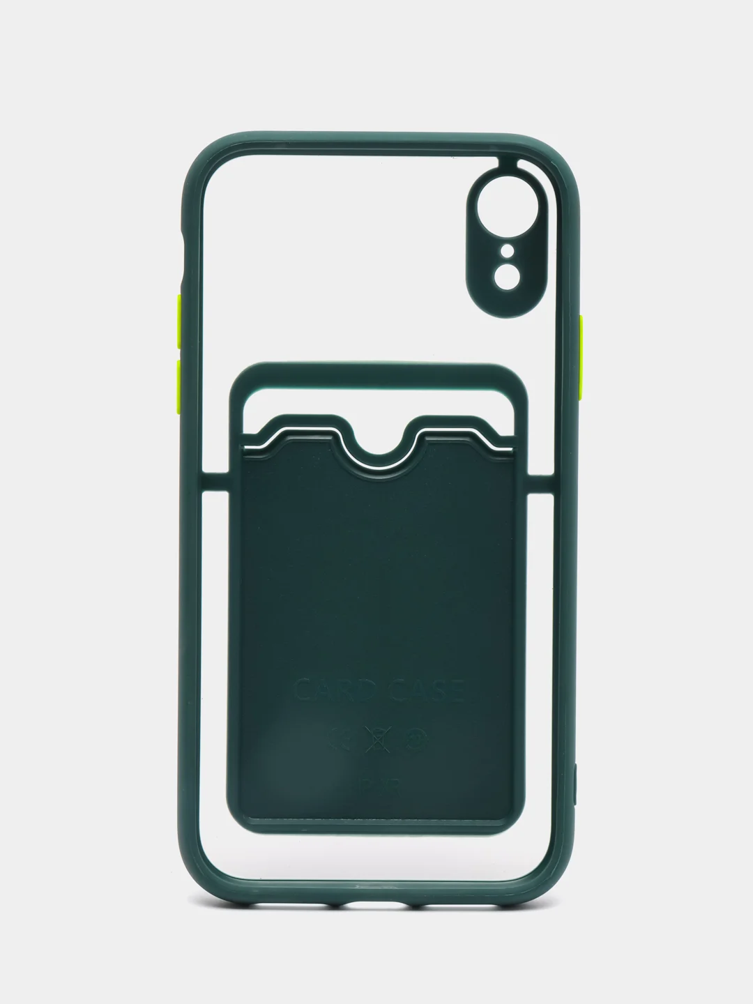 Тёмно-бирюзовый чехол на iPhone XR, X, XS, 11, 12, 12Pro, 13, 13 Pro, с карманом для карт
