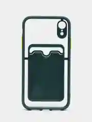 Тёмно-бирюзовый чехол на iPhone XR, X, XS, 11, 12, 12Pro, 13, 13 Pro, с карманом для карт