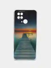 Небесно-голубой чехол для Xiaomi Redmi 10C, Poco C40 / Сяоми Редми 10С, Поко С40, силиконовый, с рисунком