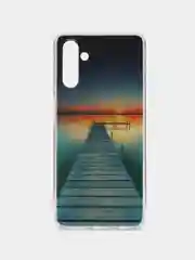 Небесно-голубой чехол для Samsung Galaxy A04S / A13, Самсунг Галакси А04С / А13 5G, с рисунком