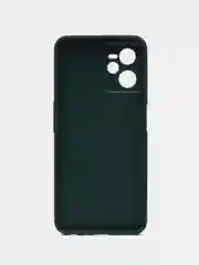Темно-синий чехол для Realme C35 / Реалми С35, силиконовый, под кожу, с кольцом