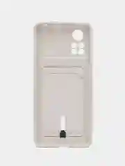 Белый чехол Xiaomi Poco X4 Pro (Сяоми Поко Х4 Про), силиконовый, с карманом для карты