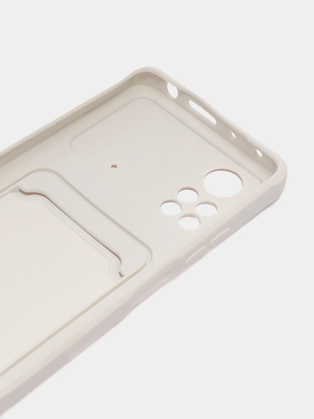 Белый чехол Xiaomi Poco X4 Pro (Сяоми Поко Х4 Про), силиконовый, с карманом для карты