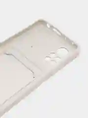 Белый чехол Xiaomi Poco X4 Pro (Сяоми Поко Х4 Про), силиконовый, с карманом для карты