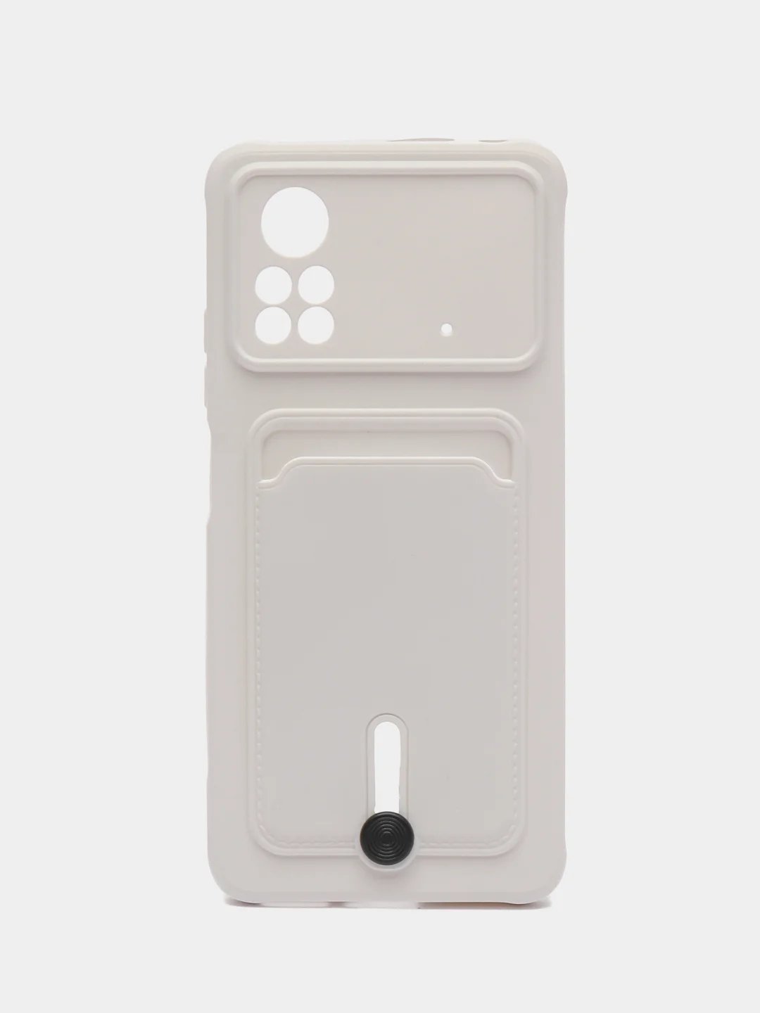 Белый чехол Xiaomi Poco X4 Pro (Сяоми Поко Х4 Про), силиконовый, с карманом для карты