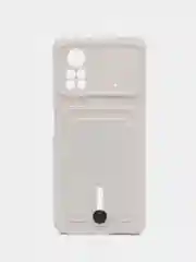 Белый чехол Xiaomi Poco X4 Pro (Сяоми Поко Х4 Про), силиконовый, с карманом для карты