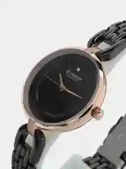 Черный женские наручные часы Curren 9052 в подарочной упаковке