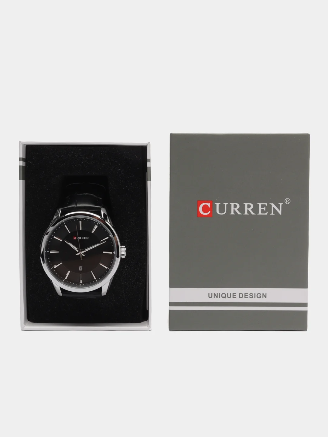 Черный мужские наручные часы Curren 8365 с календарем в подарочной упаковке